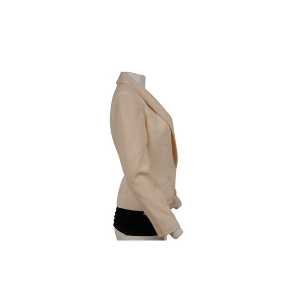 Christian Dior Vintage 2000's Shawl Lapel Fringe Blazer US 10 FR 42 Cream Wool - Picture 8 of 16